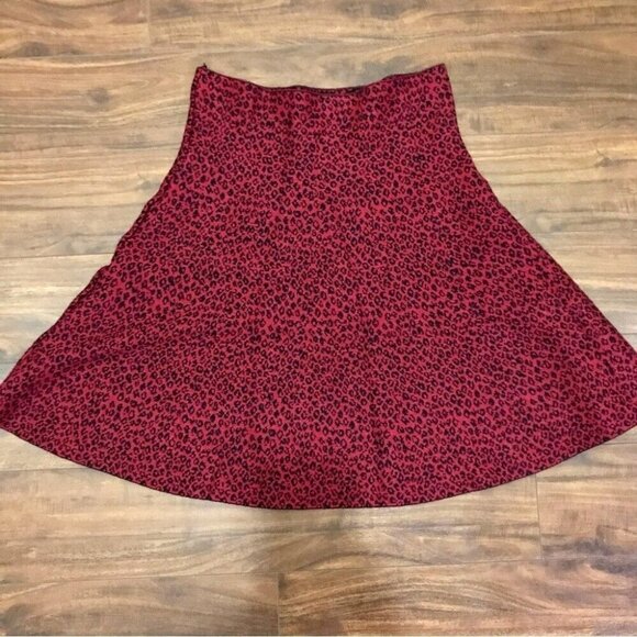 Vintage Classic Concepts‎ Women's Red Cheetah Print Knit Skater Skirt Size M Y2K - Picture 5 of 7